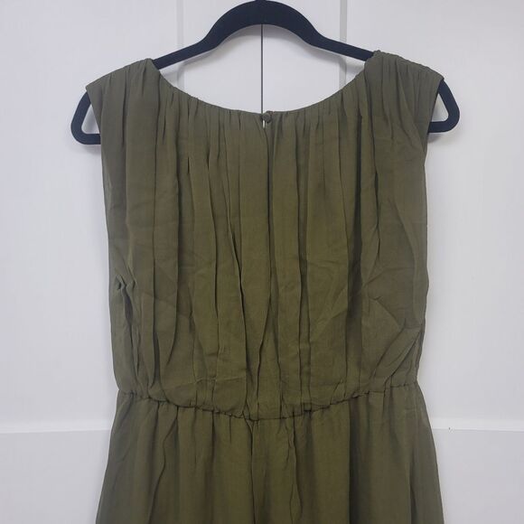 Alice + Olivia Josie Green Silk Blouson Dress, Large - Picture 9 of 11
